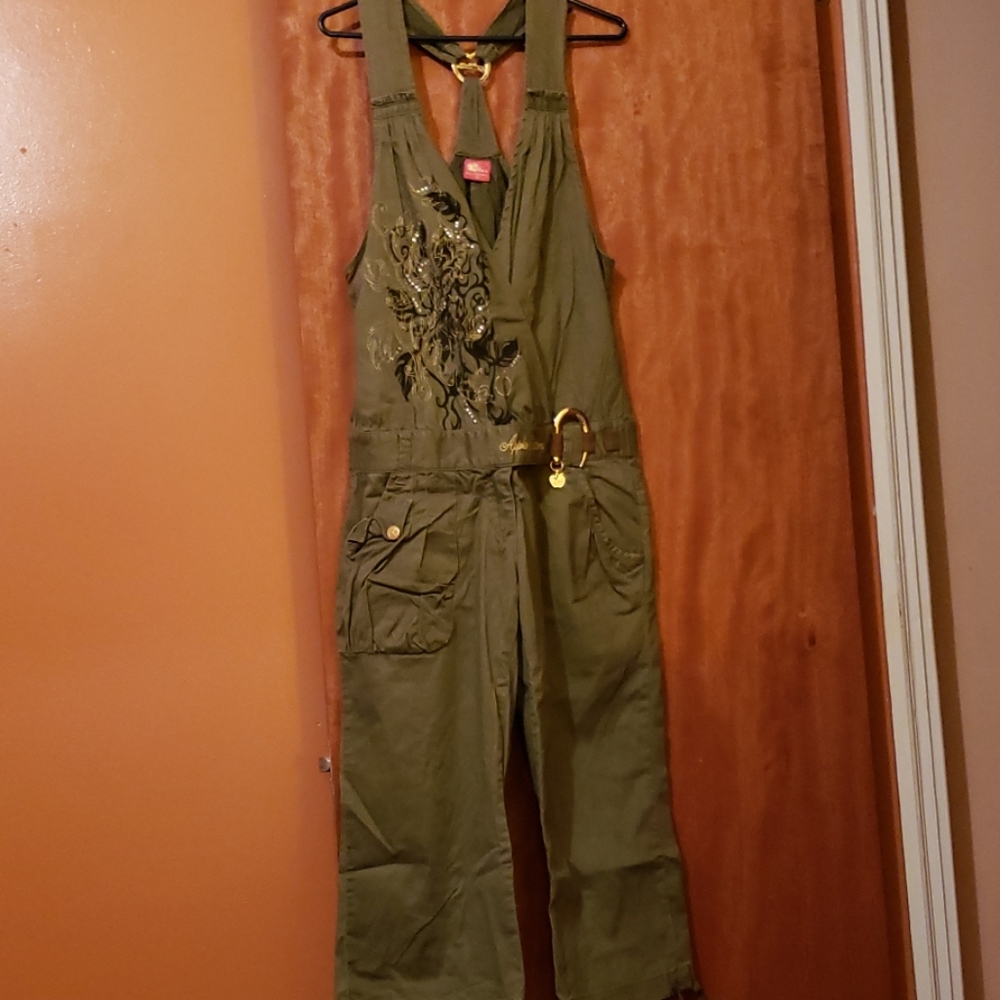 Apple Bottoms Olive Green Utility Jumpsuit